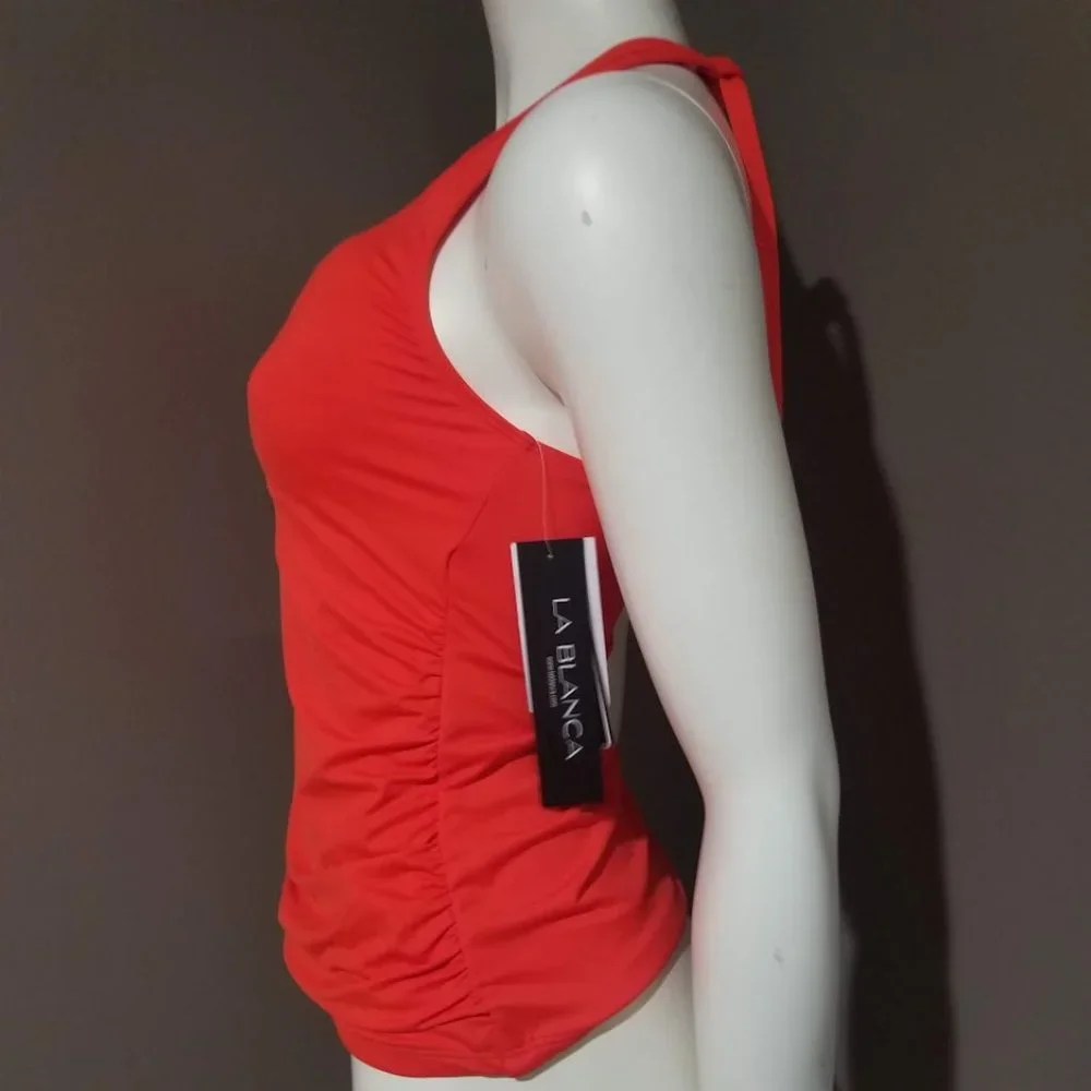 La Blanca One Shoulder Cutout Tankini Top  Paprika - Picture 3 of 7